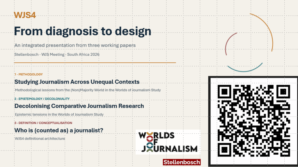 Participation in the 2026 Worlds of Journalism Study Meeting in Stellenbosch: From Diagnosis to WJS4&nbsp;Design